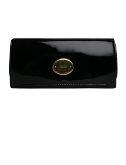 Alexander McQueen Long Flap Wallet, Patent, Black, 215549, 3*
